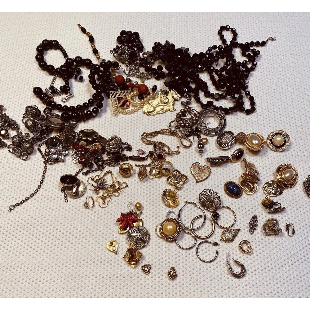 Assorted Jewelry Bundle Pieces For Crafts Singles Broken‎ Colorful Gold Silver